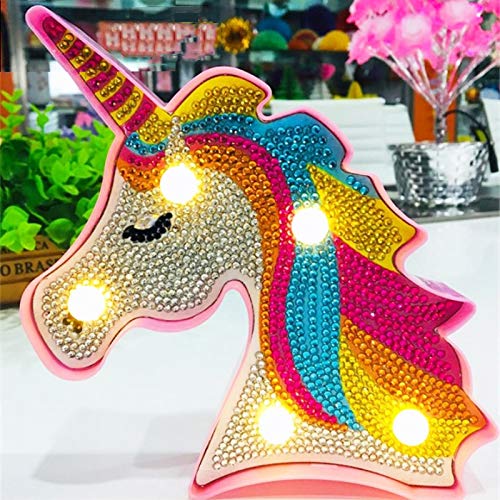 TROYSINC Diamond Painting LED Licht Dekoratives, DIY Einhorn Diamond Painting Nachtlichter für Kinder Schlafzimmer Nachtlicht Dekoration von TROYSINC