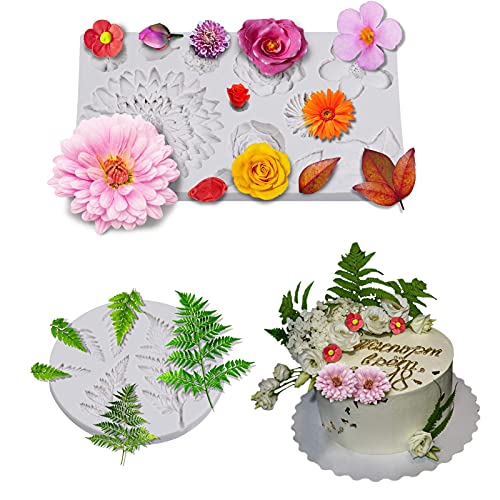 TROYSINC Groß Chrysanthemen-Silikonform,3D Blumen Motive DIY Silikonform,Silikonform mit Blumen und Blättern Kuchen Silikonform,für Kuchen Dekor Backen Werkzeuge Seifenform Silicone von TROYSINC