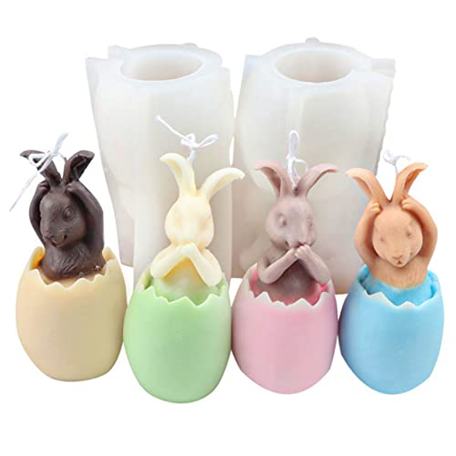 TROYSINC Silikon Kerzenform Ostern Kaninchen Silikonform Handgemachte Sojawachs Kerzenform,3D Kerze Silikonform Lange Ohren Hase Kaninchen, für Handwerk Ornamente, Duftkerze (2-teiliges Set) von TROYSINC
