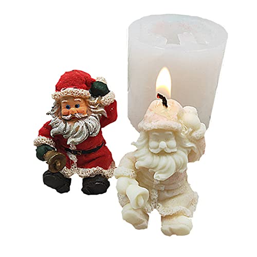 TROYSINC Weihnachten Kerzenform 3D Weihnachtsmann Silikonform DIY Weihnachtsmann Silikon Kerzengießform Pine Cone Kerze Silikonform für die Herstellung von Kerzen, Aromasteinen (B) von TROYSINC