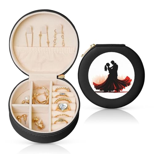 TRSGKSQP Schmuckschatulle für Damen und Mädchen, Leder, Reise-Schmucketui, Ballsaal, Tanz, tragbare Schmuck-Organizer-Box mit Reißverschluss für Ohrringe, Armbänder, Ringe TRSGKSQP Schmuckschatulle für Damen und Mädchen, Leder, Reise-Schmucketui, Ballsaal, Tanz, tragbare Schmuck-Organizer-Box mit Reißverschluss für Ohrringe, Armbänder, Ringe von TRSGKSQP