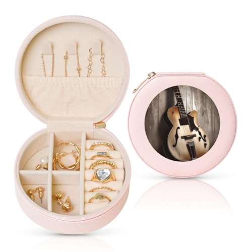 TRSGKSQP Schmuckschatulle für Damen und Mädchen, Leder, Reise-Schmucketui, Gitarrenbilder, tragbare Schmuck-Organizer-Box mit Reißverschluss für Ohrringe, Armbänder, Ringe TRSGKSQP Schmuckschatulle für Damen und Mädchen, Leder, Reise-Schmucketui, Gitarrenbilder, tragbare Schmuck-Organizer-Box mit Reißverschluss für Ohrringe, Armbänder, Ringe von TRSGKSQP