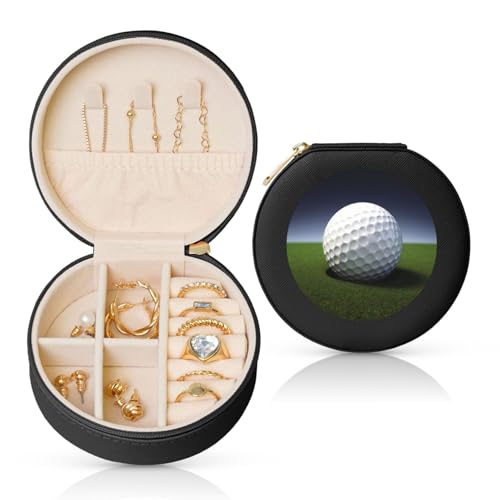 TRSGKSQP Schmuckschatulle für Damen und Mädchen, Leder, Reise-Schmucketui, Golfball, tragbare Schmuck-Organizer-Box mit Reißverschluss für Ohrringe, Armbänder, Ringe TRSGKSQP Schmuckschatulle für Damen und Mädchen, Leder, Reise-Schmucketui, Golfball, tragbare Schmuck-Organizer-Box mit Reißverschluss für Ohrringe, Armbänder, Ringe von TRSGKSQP