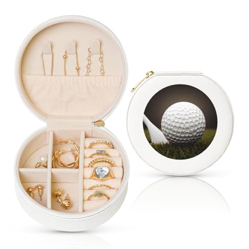 TRSGKSQP Schmuckschatulle für Damen und Mädchen, Leder, Reise-Schmucketui, Golfball, tragbare Schmuck-Organizer-Box mit Reißverschluss für Ohrringe, Armbänder, Ringe TRSGKSQP Schmuckschatulle für Damen und Mädchen, Leder, Reise-Schmucketui, Golfball, tragbare Schmuck-Organizer-Box mit Reißverschluss für Ohrringe, Armbänder, Ringe von TRSGKSQP