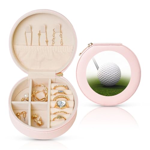 TRSGKSQP Schmuckschatulle für Damen und Mädchen, Leder, Reise-Schmucketui, Golfball, tragbare Schmuck-Organizer-Box mit Reißverschluss für Ohrringe, Armbänder, Ringe TRSGKSQP Schmuckschatulle für Damen und Mädchen, Leder, Reise-Schmucketui, Golfball, tragbare Schmuck-Organizer-Box mit Reißverschluss für Ohrringe, Armbänder, Ringe von TRSGKSQP