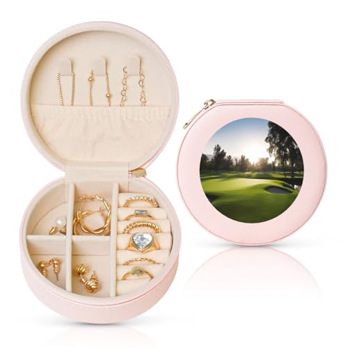 TRSGKSQP Schmuckschatulle für Damen und Mädchen, Leder, Reise-Schmucketui, Golfplatz, tragbare Schmuck-Organizer-Box mit Reißverschluss für Ohrringe, Armbänder, Ringe TRSGKSQP Schmuckschatulle für Damen und Mädchen, Leder, Reise-Schmucketui, Golfplatz, tragbare Schmuck-Organizer-Box mit Reißverschluss für Ohrringe, Armbänder, Ringe von TRSGKSQP