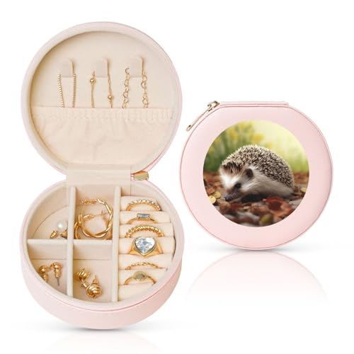 TRSGKSQP Schmuckschatulle für Damen und Mädchen, Leder, Reise-Schmucketui, Igel, tragbare Schmuck-Organizer-Box mit Reißverschluss für Ohrringe, Armbänder, Ringe TRSGKSQP Schmuckschatulle für Damen und Mädchen, Leder, Reise-Schmucketui, Igel, tragbare Schmuck-Organizer-Box mit Reißverschluss für Ohrringe, Armbänder, Ringe von TRSGKSQP