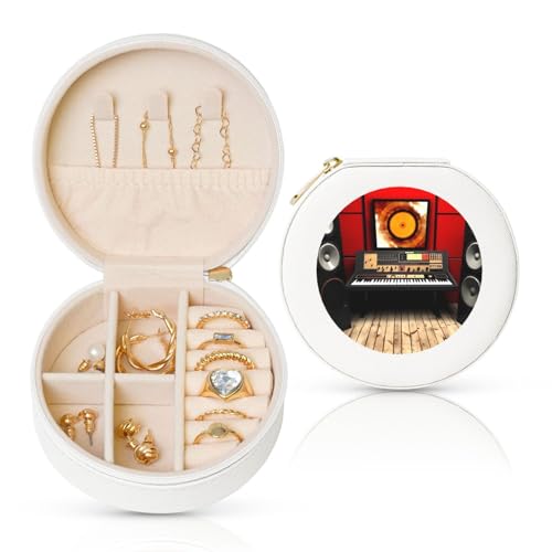 TRSGKSQP Schmuckschatulle für Damen und Mädchen, Leder, Reise-Schmucketui, Musikstudio, tragbare Schmuck-Organizer-Box mit Reißverschluss für Ohrringe, Armbänder, Ringe TRSGKSQP Schmuckschatulle für Damen und Mädchen, Leder, Reise-Schmucketui, Musikstudio, tragbare Schmuck-Organizer-Box mit Reißverschluss für Ohrringe, Armbänder, Ringe von TRSGKSQP
