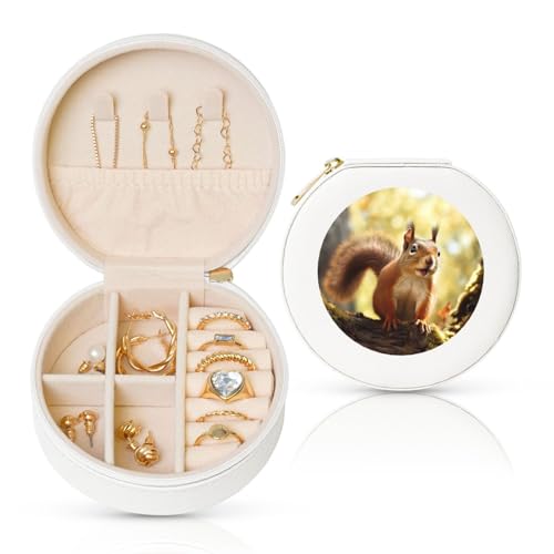 TRSGKSQP Schmuckschatulle für Damen und Mädchen, Leder, Reise-Schmucketui, lustiges Eichhörnchen, tragbare Schmuck-Organizer-Box mit Reißverschluss für Ohrringe, Armbänder, Ringe TRSGKSQP Schmuckschatulle für Damen und Mädchen, Leder, Reise-Schmucketui, lustiges Eichhörnchen, tragbare Schmuck-Organizer-Box mit Reißverschluss für Ohrringe, Armbänder, Ringe von TRSGKSQP