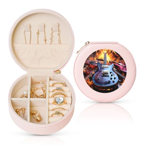 TRSGKSQP Schmuckschatulle für Damen und Mädchen, Leder, Reise-Schmucketui, magische E-Gitarre, Musik, tragbare Schmuck-Organizer-Box mit Reißverschluss für Ohrringe, Armbänder, Ringe TRSGKSQP Schmuckschatulle für Damen und Mädchen, Leder, Reise-Schmucketui, magische E-Gitarre, Musik, tragbare Schmuck-Organizer-Box mit Reißverschluss für Ohrringe, Armbänder, Ringe von TRSGKSQP