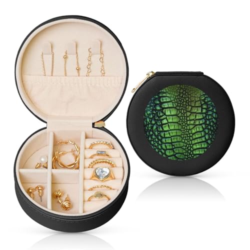 TRSGKSQP Schmuckschatulle für Damen und Mädchen, Leder, Reise-Schmuckkästchen, Alligatorhaut, tragbare Schmuck-Organizer-Box mit Reißverschluss für Ohrringe, Armbänder, Ringe TRSGKSQP Schmuckschatulle für Damen und Mädchen, Leder, Reise-Schmuckkästchen, Alligatorhaut, tragbare Schmuck-Organizer-Box mit Reißverschluss für Ohrringe, Armbänder, Ringe von TRSGKSQP