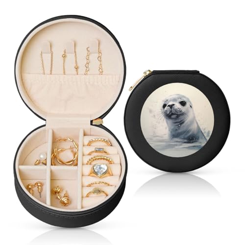 TRSGKSQP Schmuckschatulle für Damen und Mädchen, Leder, Reise-Schmuckkästchen, Harfe, Siegel, Malerei, tragbare Schmuck-Organizer-Box mit Reißverschluss für Ohrringe, Armbänder, Ringe TRSGKSQP Schmuckschatulle für Damen und Mädchen, Leder, Reise-Schmuckkästchen, Harfe, Siegel, Malerei, tragbare Schmuck-Organizer-Box mit Reißverschluss für Ohrringe, Armbänder, Ringe von TRSGKSQP