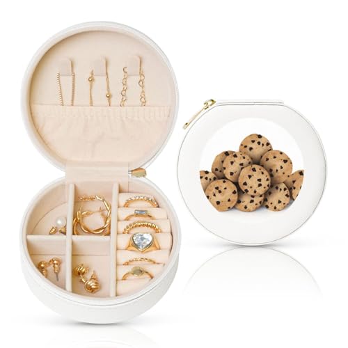 TRSGKSQP Schmuckschatulle für Damen und Mädchen, Leder, Reise-Schmuckkästchen, Lebensmittelchips, Kekse, tragbare Schmuck-Organizer-Box mit Reißverschluss für Ohrringe, Armbänder, Ringe TRSGKSQP Schmuckschatulle für Damen und Mädchen, Leder, Reise-Schmuckkästchen, Lebensmittelchips, Kekse, tragbare Schmuck-Organizer-Box mit Reißverschluss für Ohrringe, Armbänder, Ringe von TRSGKSQP