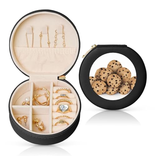 TRSGKSQP Schmuckschatulle für Damen und Mädchen, Leder, Reise-Schmuckkästchen, Lebensmittelchips, Kekse, tragbare Schmuck-Organizer-Box mit Reißverschluss für Ohrringe, Armbänder, Ringe TRSGKSQP Schmuckschatulle für Damen und Mädchen, Leder, Reise-Schmuckkästchen, Lebensmittelchips, Kekse, tragbare Schmuck-Organizer-Box mit Reißverschluss für Ohrringe, Armbänder, Ringe von TRSGKSQP