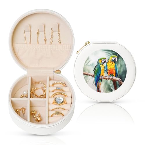 TRSGKSQP Schmuckschatulle für Damen und Mädchen, Leder, Reise-Schmuckkästchen, Papageien, tragbare Schmuck-Organizer-Box mit Reißverschluss für Ohrringe, Armbänder, Ringe TRSGKSQP Schmuckschatulle für Damen und Mädchen, Leder, Reise-Schmuckkästchen, Papageien, tragbare Schmuck-Organizer-Box mit Reißverschluss für Ohrringe, Armbänder, Ringe von TRSGKSQP