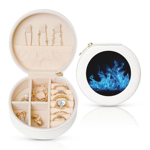 TRSGKSQP Schmuckschatulle für Damen und Mädchen, Leder, Reise-Schmuckkästchen, blaue Flamme, tragbare Schmuck-Organizer-Box mit Reißverschluss für Ohrringe, Armbänder, Ringe TRSGKSQP Schmuckschatulle für Damen und Mädchen, Leder, Reise-Schmuckkästchen, blaue Flamme, tragbare Schmuck-Organizer-Box mit Reißverschluss für Ohrringe, Armbänder, Ringe von TRSGKSQP