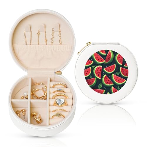 TRSGKSQP Schmuckschatulle für Damen und Mädchen, Leder, Reise-Schmuckkästchen, rote Wassermelone, tragbare Schmuck-Organizer-Box mit Reißverschluss für Ohrringe, Armbänder, Ringe TRSGKSQP Schmuckschatulle für Damen und Mädchen, Leder, Reise-Schmuckkästchen, rote Wassermelone, tragbare Schmuck-Organizer-Box mit Reißverschluss für Ohrringe, Armbänder, Ringe von TRSGKSQP