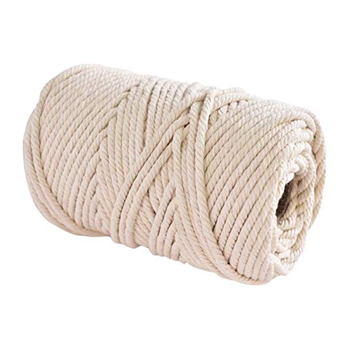 Makramee Garn, TRUBUY 5mm x 120m Natur Baumwolle Garn Baumwollkordel Kordel-Strickarbeiten Kettgarn für Wandbehang Pflanze Aufhänger DIY Handwerk, Beige von TRUBUY