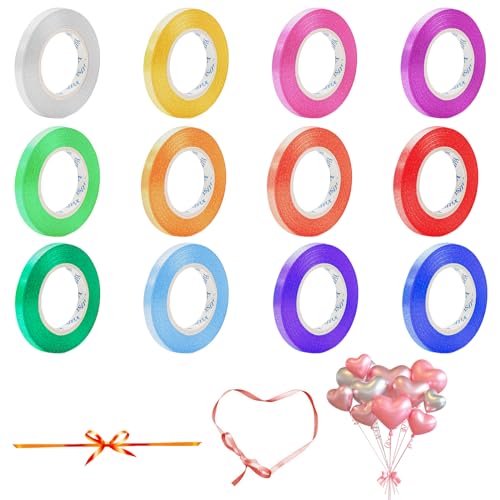 TRUEIN 12 Farben Satinband Set, 10m 5mm Schleifenband, Bänder Zum Basteln, Satin Dekoband, Geschenkband Zum Kräuseln für Geschenk Verpackung, Schleifen, Florist, Luftballon TRUEIN 12 Farben Satinband Set, 10m 5mm Schleifenband, Bänder Zum Basteln, Satin Dekoband, Geschenkband Zum Kräuseln für Geschenk Verpackung, Schleifen, Florist, Luftballon von TRUEIN