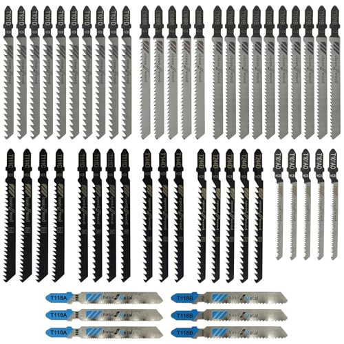 TRUEIN 52 tlg Professional Stichsägeblätter Set, Sägeblätter Stichsäge, 10 Modelle, T-Schaft Sägeblätter Säbelsäge, Sägeblatt Stichsäge mit Kunststoffbox, Stichsägeblatt für Holz und Metall TRUEIN 52 tlg Professional Stichsägeblätter Set, Sägeblätter Stichsäge, 10 Modelle, T-Schaft Sägeblätter Säbelsäge, Sägeblatt Stichsäge mit Kunststoffbox, Stichsägeblatt für Holz und Metall von TRUEIN