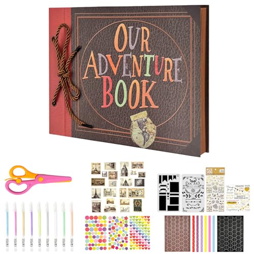 TRUEIN Our Adventure Book Scrapbook, 26x18cm Fotoalbum Scrapbook, Retro Scrap Books For Adults with 24Pcs DIY Accessories Kit, Travel Photo Album for Anniversary Wedding Travelling TRUEIN Our Adventure Book Scrapbook, 26x18cm Fotoalbum Scrapbook, Retro Scrap Books For Adults with 24Pcs DIY Accessories Kit, Travel Photo Album for Anniversary Wedding Travelling von TRUEIN
