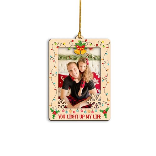 Weihnachts-Bilderrahmen zum Aufhängen, Ornamente 2025, passend für 6,3 x 7,6 cm große Fotos, Familie, Weihnachtsbaum, Holz-Bilderrahmen, Ornament, Geschenk für Mutter, Vater von Kindern, Sohn, Tochter von TRUMPETIC