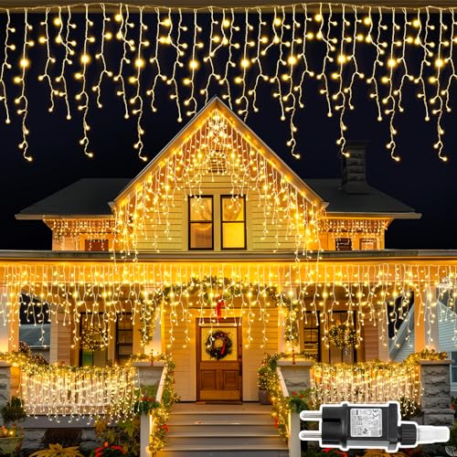 Eisregen Lichterkette Außen, 10M 408LED Warmweiß Eisregen Weihnachtsbeleuchtung Außen mit Timer, IP44 Wasserdicht 8 Modi mit Stecker für Innen Außen Balkon, Party, Hochzeit, Haus, Fenster, Garten Deko Eisregen Lichterkette Außen, 10M 408LED Warmweiß Eisregen Weihnachtsbeleuchtung Außen mit Timer, IP44 Wasserdicht 8 Modi mit Stecker für Innen Außen Balkon, Party, Hochzeit, Haus, Fenster, Garten Deko von TRUMPETS