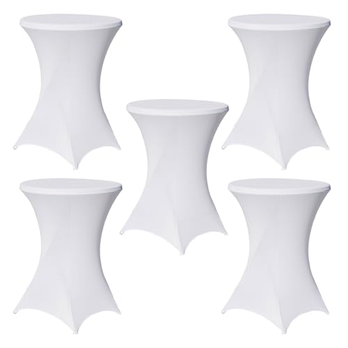 Stehtischhusse Stretch weiß Ø 80 cm Tischdecke Husse Partytisch Bistrotisch Stehtischhusse Decke (5) von TRUTZHOLM