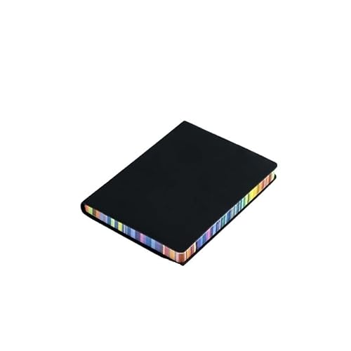TRgqify-KM 1 Stück A6-Notizbuch mit weichem Ledereinband und Regenbogenrand und 100 Blättern for Büro, Schule, Studenten, Arbeit, Meetings, Protokollbuch, Bürotagebuch(Black) von TRgqify-KM