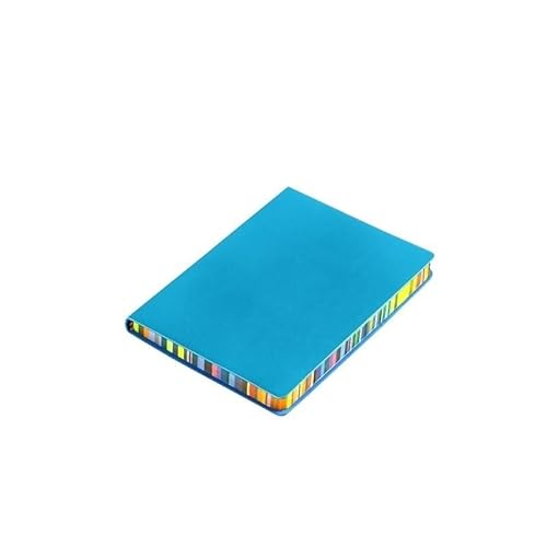 TRgqify-KM 1 Stück A6-Notizbuch mit weichem Ledereinband und Regenbogenrand und 100 Blättern for Büro, Schule, Studenten, Arbeit, Meetings, Protokollbuch, Bürotagebuch(Blue) von TRgqify-KM