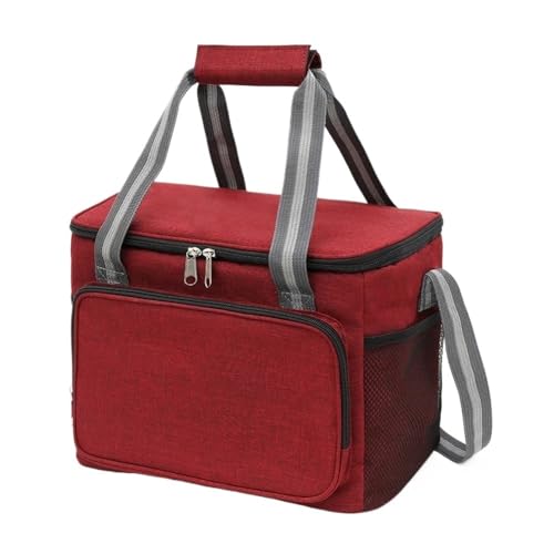 TRgqify-KM Isolierte Lunchtasche mit verstellbarem Schultergurt, auslaufsichere Tasche for Büro, Picknick, Reisen(Wine Red) von TRgqify-KM