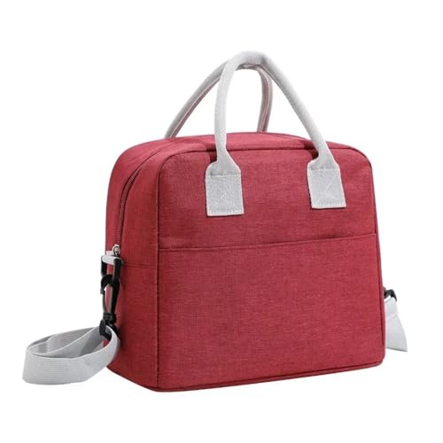 TRgqify-KM Isolierte Lunchtasche mit verstellbarem Schultergurt, auslaufsichere Tasche for Büro, Picknick, Reisen(Wine Red) von TRgqify-KM