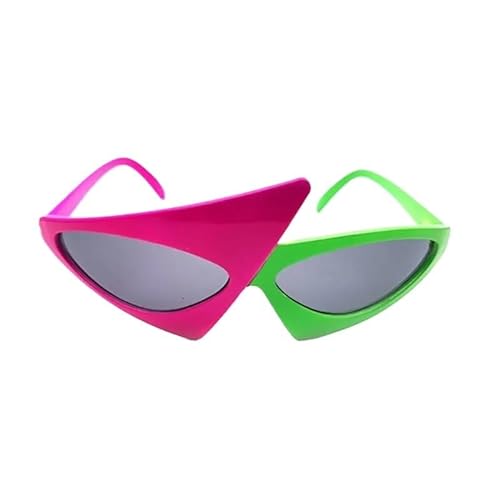 TRgqify-KM Neuheit lustige Brille grün rosa Kontrastbrille asymmetrische dreieckige Sonnenbrille Partydekorationen Zubehör (Color : 2) von TRgqify-KM