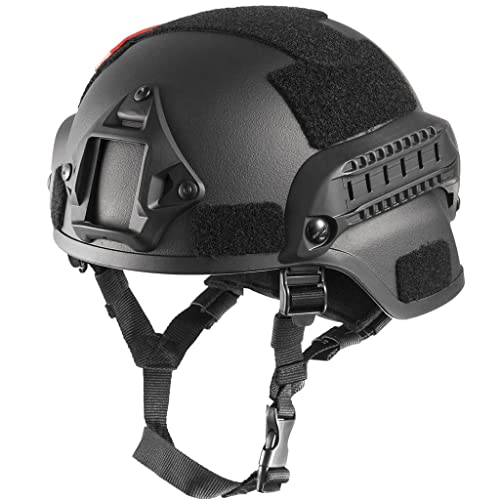 TS TAC-SKY NIJ IIIA Kevlar Aramid Mich 2000 Ballistischer Militärischer Kugelsicherer Helm Mit Taschenlampenhalter,Schwarz,M von TS TAC-SKY