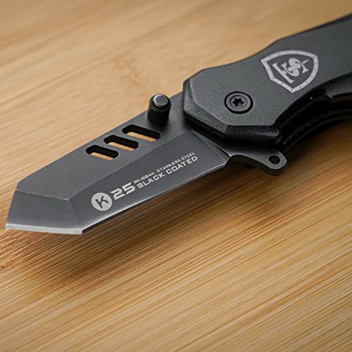 TS Tactical Store Mini-SAMOURAI-Messer 5cm | Klappmesser Premium 7C13MoV Edelstahl mit Sicherheit für Camping, Picknick, Jagd (Schwarz) 18644 von TS Tactical Store