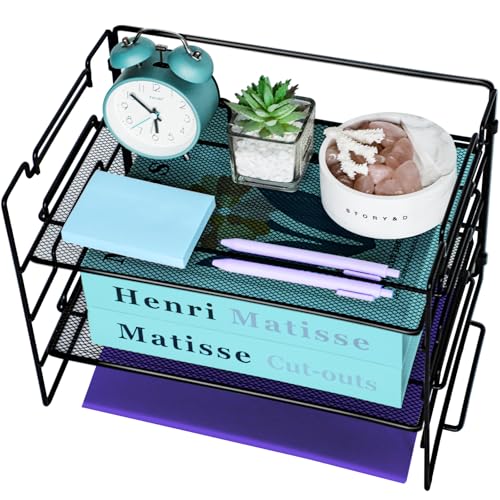 2 Etagen Briefablage Organizer für Schreibtisch ordentlich, Metall Mesh Zeitschriftensammler Schreibtisch Organizer, Mesh Büro Akten Schreibtisch Aufbewahrung, Drahtgeflecht Papierablage für Büro 2 Etagen Briefablage Organizer für Schreibtisch ordentlich, Metall Mesh Zeitschriftensammler Schreibtisch Organizer, Mesh Büro Akten Schreibtisch Aufbewahrung, Drahtgeflecht Papierablage für Büro von TSDRBWO