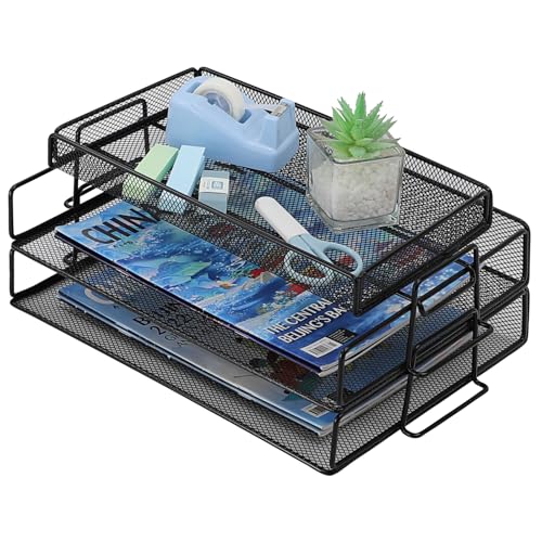 Briefablage mit 2 Ebenen, Aktenablage für Bürotisch, Papierablage, Schreibtisch-Organizer, Papierablage, Ordnungsordner, A4, Dokumentenhalter für Zuhause, Büro, Schule Briefablage mit 2 Ebenen, Aktenablage für Bürotisch, Papierablage, Schreibtisch-Organizer, Papierablage, Ordnungsordner, A4, Dokumentenhalter für Zuhause, Büro, Schule von TSDRBWO