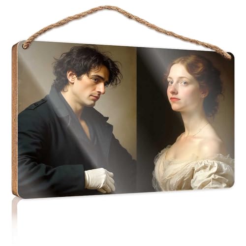 Badezimmer-Dekoration zum Aufhängen, Portraits der Eleganz: Ein klassisches romantisches Holzschild für Haustür, einfarbige Holzschilder zum Basteln (15 x 28 cm) von TSGB