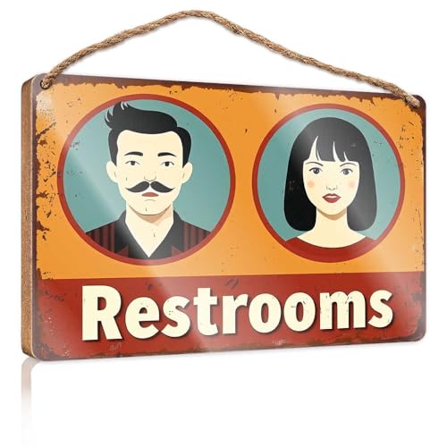 Badezimmer-Dekoschild mit männlichen und weiblichen Symbolen, Holzschild für Haustür, einfarbige Holzschilder zum Basteln (20 x 30 cm) von TSGB