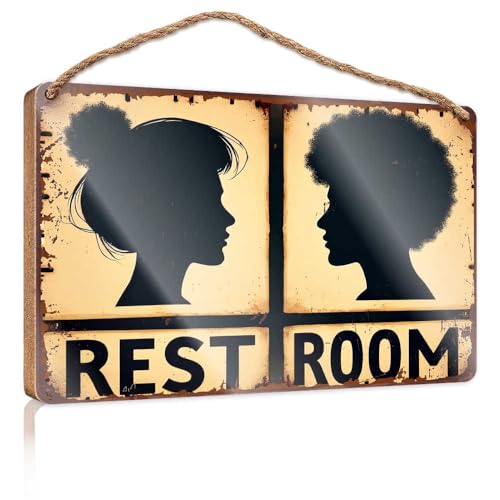 Badezimmer-Hängedekoration, geschlechtsspezifisches Toilettenschild, Holzschild für Haustür, einfarbige Holzschilder zum Basteln (15 x 28 cm) von TSGB