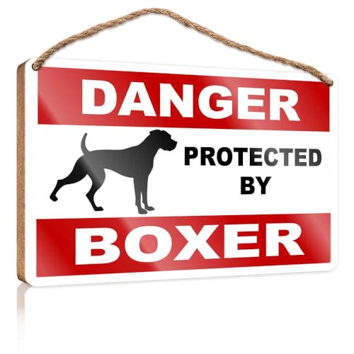 Hausschild für Veranda, Boxer, Hund, Warnschild, Holzschild, großes Hausschild, Indie-Raumdekoration (20 x 30 cm) von TSGB