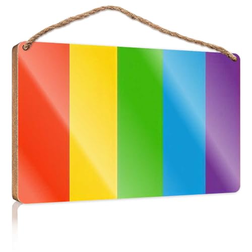 Hausschild für Veranda, Regenbogenstreifen: Eine bunte Palette, Holzschild, Pool-Dekoration, Camper-Dekorationen für den Innenbereich (23 x 35 cm) von TSGB