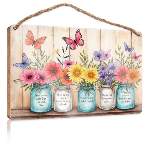 Holzschild, niedliches Blumenarrangements mit inspirierenden Zitaten, Holzschild, Badezimmer, lustige Dekoration, WC-Dekoration (15 x 28 cm) von TSGB