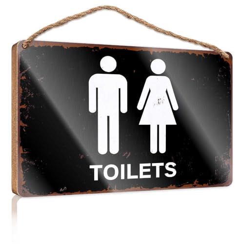 Holzschild für die Inneneinrichtung - Toilette für Männer und Frauen - Herbstdeko - 23 x 35 cm von TSGB