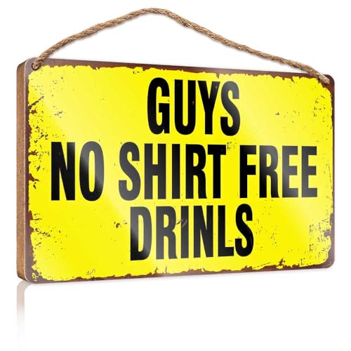 Holzschild für die Veranda, Aufschrift "No Shirt, Free Drinks", Pool-Dekoration, Camper-Dekorationen für den Innenbereich, 15 x 28 cm von TSGB