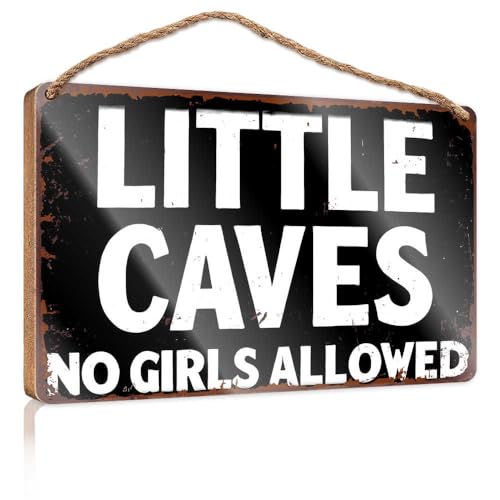 Holzschild für die Veranda, kleine Höhlen: Boys Only Club, Pool-Dekoration, Camper-Dekorationen für innen (23 x 35 cm) von TSGB