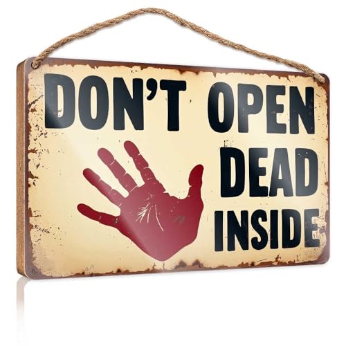 Holzschild mit Aufschrift "Cute Dead Inside" (in englischer Sprache): "A Warning Sign", für Badezimmer, lustige Dekoration, WC-Dekoration (15 x 28 cm) von TSGB
