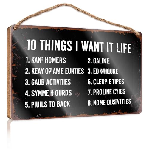 Holzschild zum Aufhängen, Aufschrift "Top 10 Things I Want In Life", Holzschild für Heimdekoration, Terrassendekoration (23 x 35 cm) von TSGB