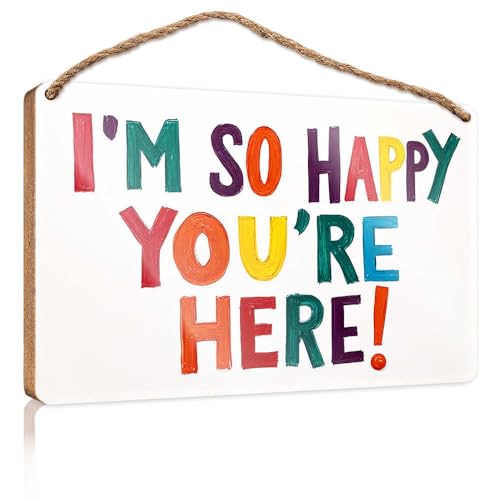 Holzschild zum Aufhängen, Aufschrift "Welcome: Happy To Have You Here!", Holzschild für Heimdekoration, Terrassendekoration (23 x 35 cm) von TSGB