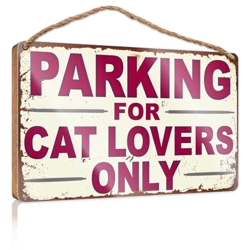 Holzschild zum Aufhängen, Motiv: Katzenliebhaber nur Parkplatz, Holzschilder für Heimdekoration, Terrassendekoration (23 x 35 cm) von TSGB